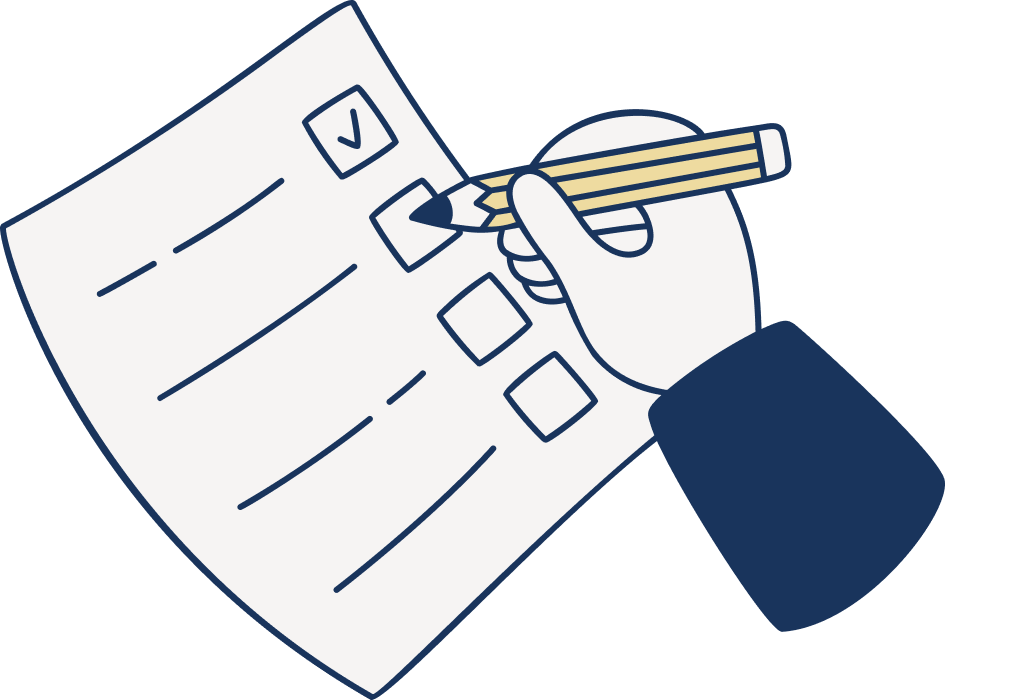 Illustration of someone filling out a form.